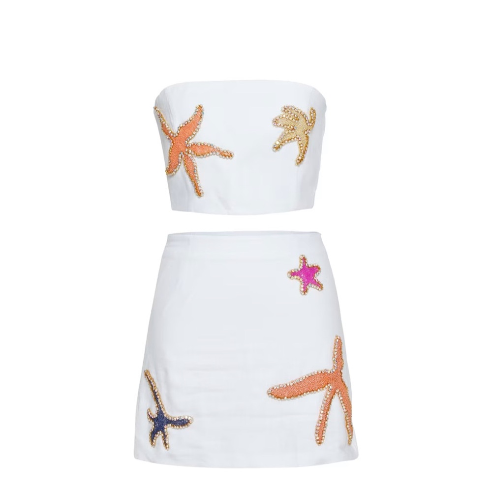 Wolf & Badger Scylla embellished 2 piece set in white